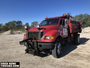 2000 Ford F-750 Dump Truck with Commercial Plow and Monroe Tail Gate Salt Spreader.